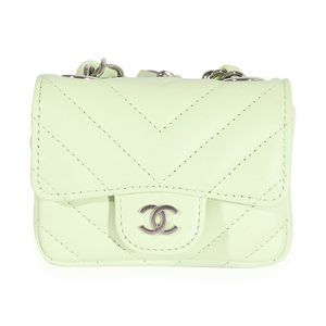 Chanel Light Green Chevron Quilted Flap Belt Bag